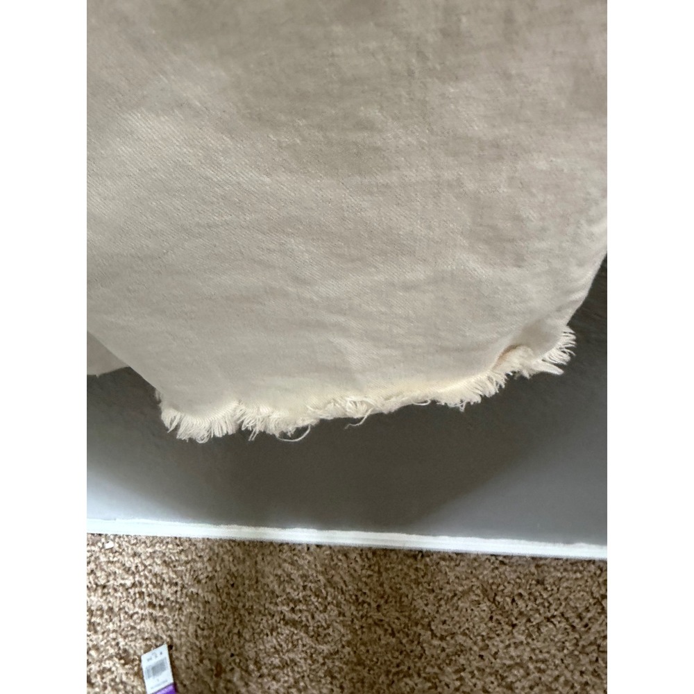 Loft Denim Maxi Skirt White SZ 8 High Waisted Front Slit Raw Hem Zip Up Modern - Picture 5 of 10